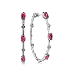 Outlet Gabriel & Co. 925 Sterling Silver Pink Tourmaline Bujukan Classic 40mm Hoop Earrings