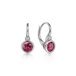 New Gabriel & Co. 925 Sterling Silver Pink Tourmaline and Diamond Leverback Earrings