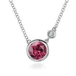 Clearance Gabriel & Co. 925 Sterling Silver Pink Tourmaline and Diamond Pendant Necklace