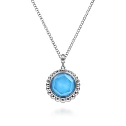 Sale Gabriel & Co. 925 Sterling Silver Rock Crystal and Turquoise Pendant Necklace