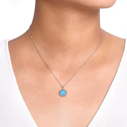 Sale Gabriel & Co. 925 Sterling Silver Rock Crystal and Turquoise Pendant Necklace
