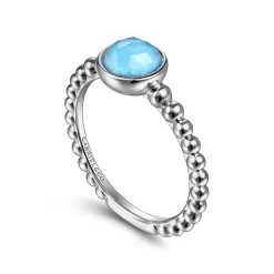 Outlet Gabriel & Co. 925 Sterling Silver Rock Crystal and Turquoise Bujukan Ring