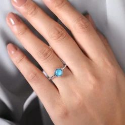 Outlet Gabriel & Co. 925 Sterling Silver Rock Crystal and Turquoise Bujukan Ring
