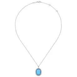 Sale Gabriel & Co. 925 Sterling Silver Rock Crystal and Turquoise Pendant Necklace