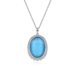 Sale Gabriel & Co. 925 Sterling Silver Rock Crystal and Turquoise Pendant Necklace