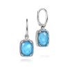 Discount Gabriel & Co. 925 Sterling Silver Rock Crystal Turquoise Long Cushion Drop Earrings