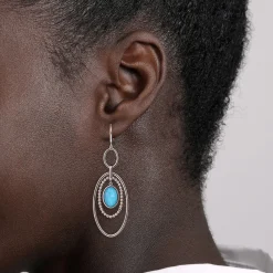 Hot Gabriel & Co. 925 Sterling Silver Rock Crystal and Turquoise Fish Wire Drop Earrings