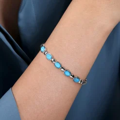 Clearance Gabriel & Co. 925 Sterling Silver Rock Crystal Turquoise Bangle Bracelet