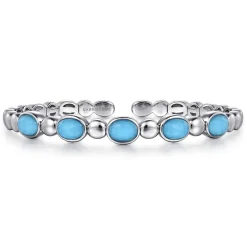 Clearance Gabriel & Co. 925 Sterling Silver Rock Crystal Turquoise Bangle Bracelet