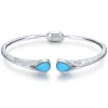 Gabriel & Co. 925 Sterling Silver Rock Crystal and Turquoise Hinged Cuff
