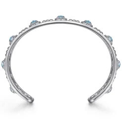 Outlet Gabriel & Co. Sterling Silver Rock Crystal and Turquoise Station Bangle