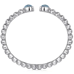 Sale Gabriel & Co. 925 Sterling Silver Rock Crystal Turquoise Open Bangle Bracelet