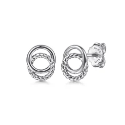 Hot Gabriel & Co. 925 Sterling Silver Rope Stud Earrings