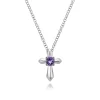 New Gabriel & Co. 925 Sterling Silver Round Amethyst Cross Necklace