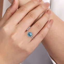 Outlet Gabriel & Co. 925 Sterling Silver Round Blue Topaz Bujukan Ring
