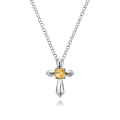 Best Gabriel & Co. 925 Sterling Silver Round Citrine Cross Necklace