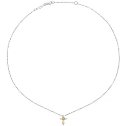 Best Gabriel & Co. 925 Sterling Silver Round Citrine Cross Necklace