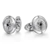New Gabriel & Co. 925 Sterling Silver Round Compass Cufflinks with Black Spinel