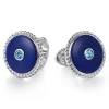 Clearance Gabriel & Co. 925 Sterling Silver Round Cufflinks with Swiss Blue Topaz and Lapis
