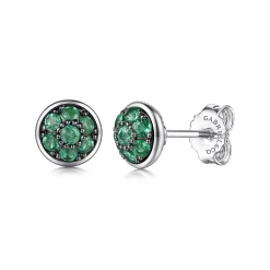 Clearance Gabriel & Co. 925 Sterling Silver Round Emerald Cluster Stud Earrings