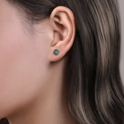 Clearance Gabriel & Co. 925 Sterling Silver Round Emerald Cluster Stud Earrings