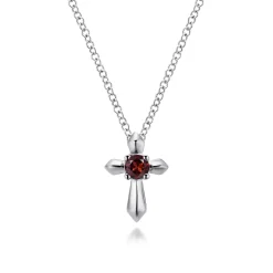 Online Gabriel & Co. 925 Sterling Silver Round Garnet Cross Necklace