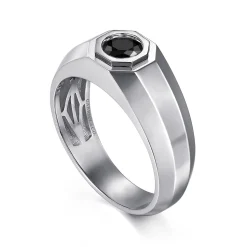 Discount Gabriel & Co. 925 Sterling Silver Round Onyx Mens Engagement Ring in High Polish Finish