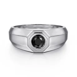Discount Gabriel & Co. 925 Sterling Silver Round Onyx Mens Engagement Ring in High Polish Finish
