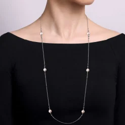 Discount Gabriel & Co. 925 Sterling Silver Round Pearl Bujukan Necklace