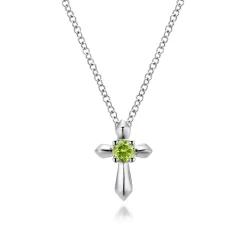 Clearance Gabriel & Co. 925 Sterling Silver Round Peridot Cross Necklace
