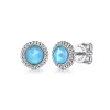 Clearance Gabriel & Co. 925 Sterling Silver Round Rock Crystal Turquoise Stud Earrings