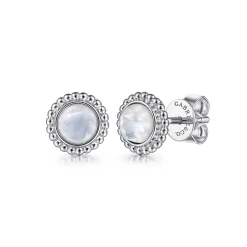 Online Gabriel & Co. 925 Sterling Silver Round Rock Crystal White MOP Stud Earrings
