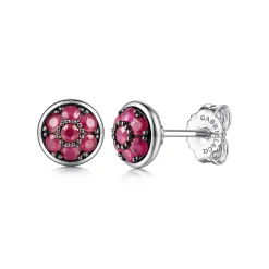 Clearance Gabriel & Co. 925 Sterling Silver Round Ruby Cluster Stud Earrings