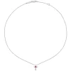 Hot Gabriel & Co. 925 Sterling Silver Round Ruby Cross Pendant Necklace