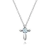 Best Gabriel & Co. 925 Sterling Silver Round Sky Blue Topaz Cross Necklace