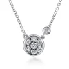 New Gabriel & Co. 925 Sterling Silver Round White Sapphire Cluster Pendant Necklace with Side Bezel Diamond
