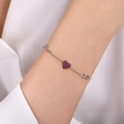 Best Gabriel & Co. Sterling Silver Ruby Heart Love Infinity Bracelet