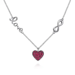 Hot Gabriel & Co. 925 Sterling Silver Ruby Heart Love Infinity Necklace