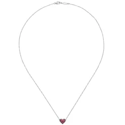 Clearance Gabriel & Co. 925 Sterling Silver Ruby Pave Heart Pendant Necklace