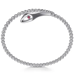 Outlet Gabriel & Co. 925 Sterling Silver Ruby Snake Bujukan Bypass Bangle Bracelet