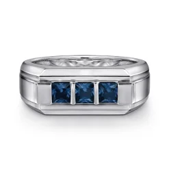 Online Gabriel & Co. Sterling Silver Sapphire B quality Mens Ring in High Polish Finish