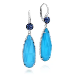 Discount Gabriel & Co. 925 Sterling Silver Sapphire Earrings with Turquoise Rock Crystal Teardrops