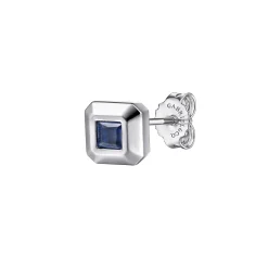 New Gabriel & Co. 925 Sterling Silver Sapphire Mens Angular Cut Single Stud Earring