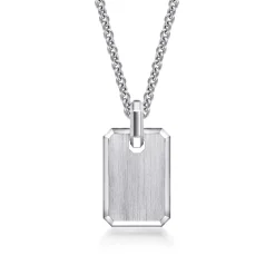 Gabriel & Co. 925 Sterling Silver Satin Finish Dog Tag Pendant