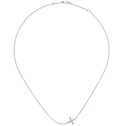 Clearance Gabriel & Co. 925 Sterling Silver Sideways White Sapphire Cross Necklace