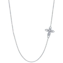Online Gabriel & Co. 925 Sterling Silver Sideways White Sapphire Cross Necklace