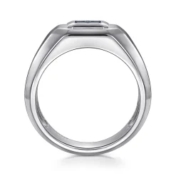 Outlet Gabriel & Co. 925 Sterling Silver Signet Ring with Princess Cut Sapphires