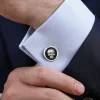 Clearance Gabriel & Co. 925 Sterling Silver Skull Round Cufflinks with Onyx