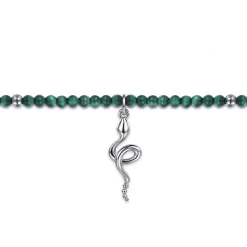 Sale Gabriel & Co. 925 Sterling Silver Snake Brownish Malachite Bead Bracelet