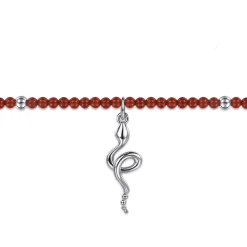 Clearance Gabriel & Co. 925 Sterling Silver Snake Brownish Red Agate Bead Bracelet